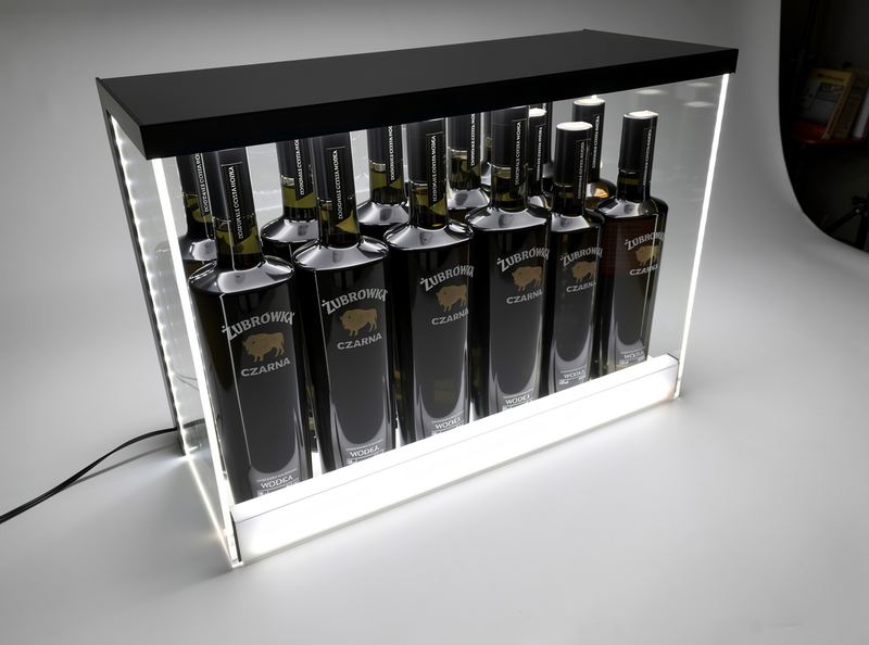 Ekspozytor ladowy podświetlany LED z plexi bezbarwnej Żubrówka