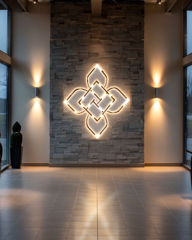 Logo firmowe podświetlane z plexi efekt neon LED reklama