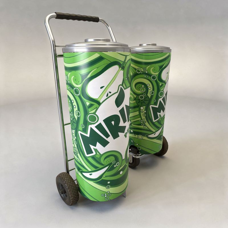 Wózek samplingowy z grafiką Mirinda event degustacja mobilna